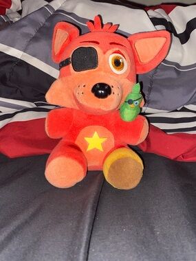 Red Plush Pirate Fox with Parrot - Soft Stuffed Toy